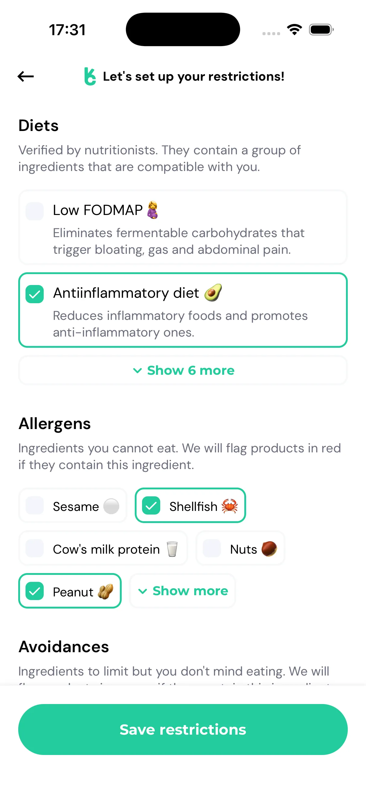 Set your profile step